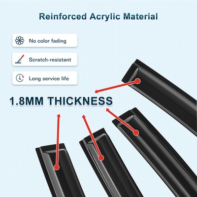 For 2015-2021 Subaru WRX STI 4pcs Mugen Window Sun Rain Visors Wind Defectors