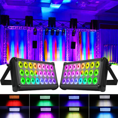 8X Wall Wash Light DMX Strobe RGBW Beam 24LED Stage Effect Lighting DJ Party KTV