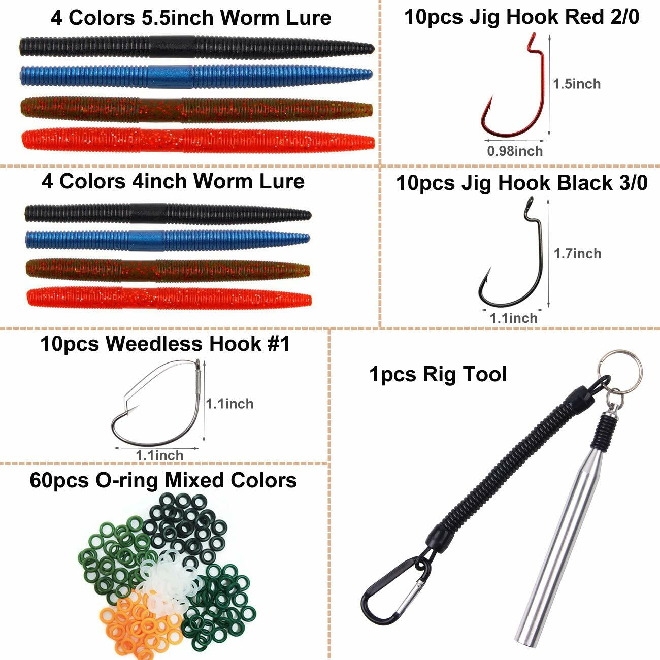 Wacky Rig Worm Kit Wacky Rig Tool Wacky ORings Wacky Jig Hooks Soft