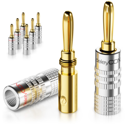 8x Bananenstecker 24K vergoldet Schraubbar Lautsprecherkabel Boxen Verstärker