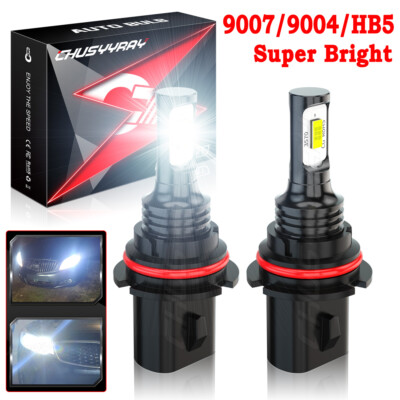 Combo 9007 HB5 LED Headlight Bulbs High Low Beam 6000K White  Bright 2X