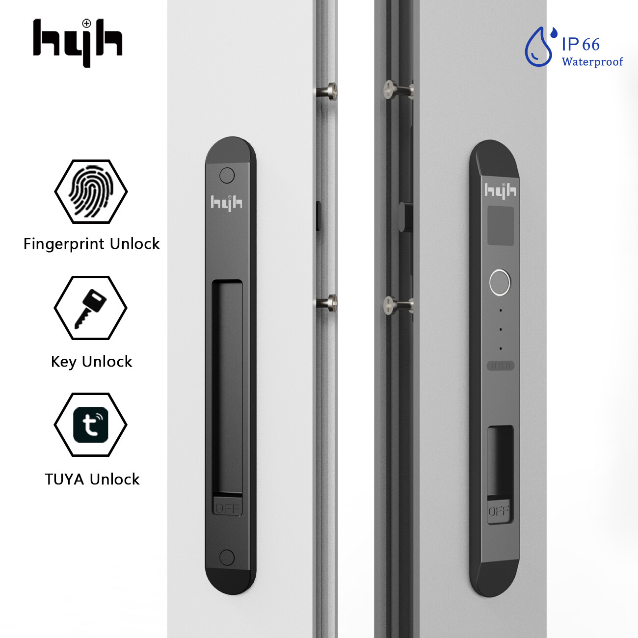 Slim Thin Frame Door Lock Sliding Smart Patio Door Handle With Fingerprint Password IC Card Keypad Digital Key APP Remote Lock