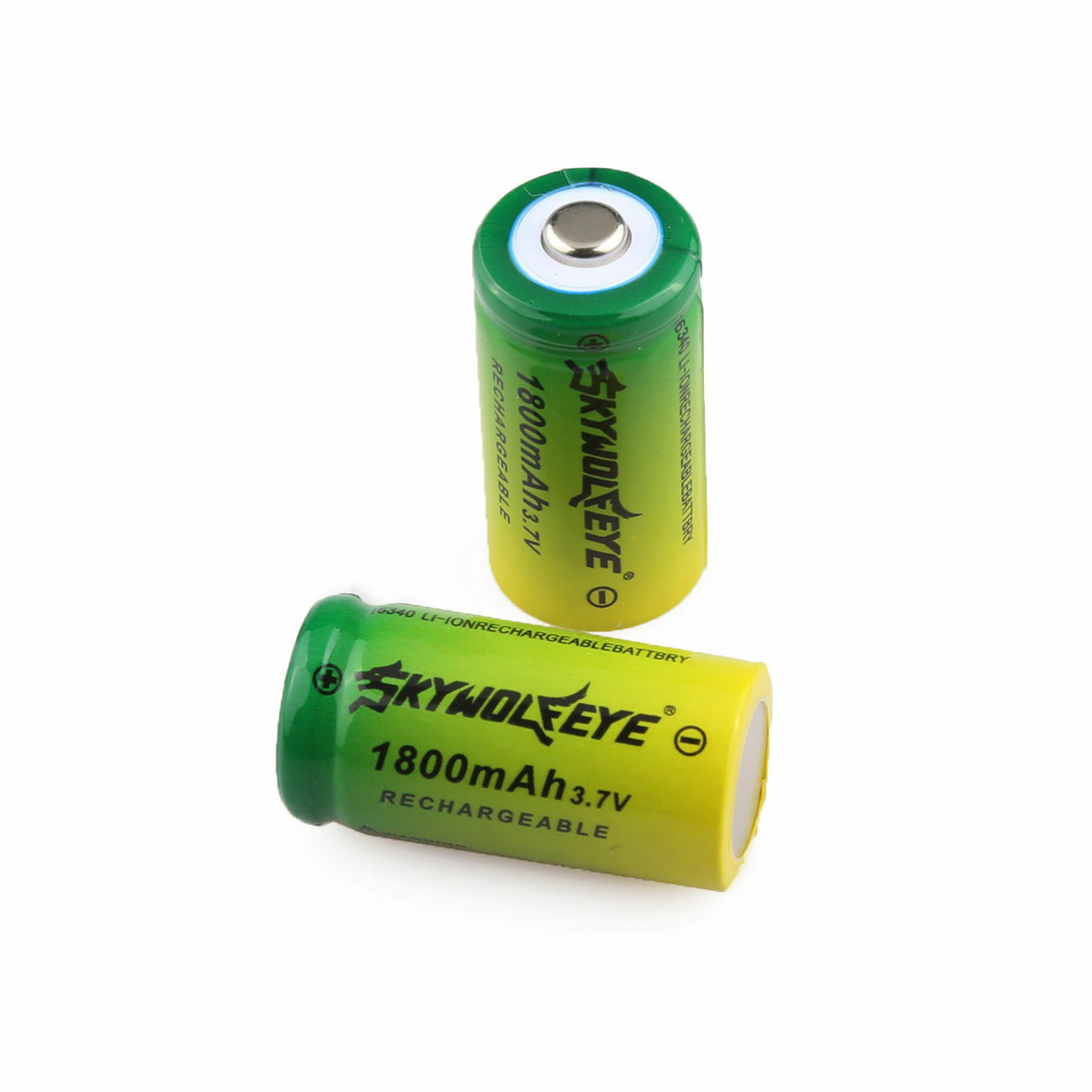 2pcs SKYWOLFEYE 16340 Battery 3.7V 1800mAh Rechargeable Li-Ion Cell Batteries US