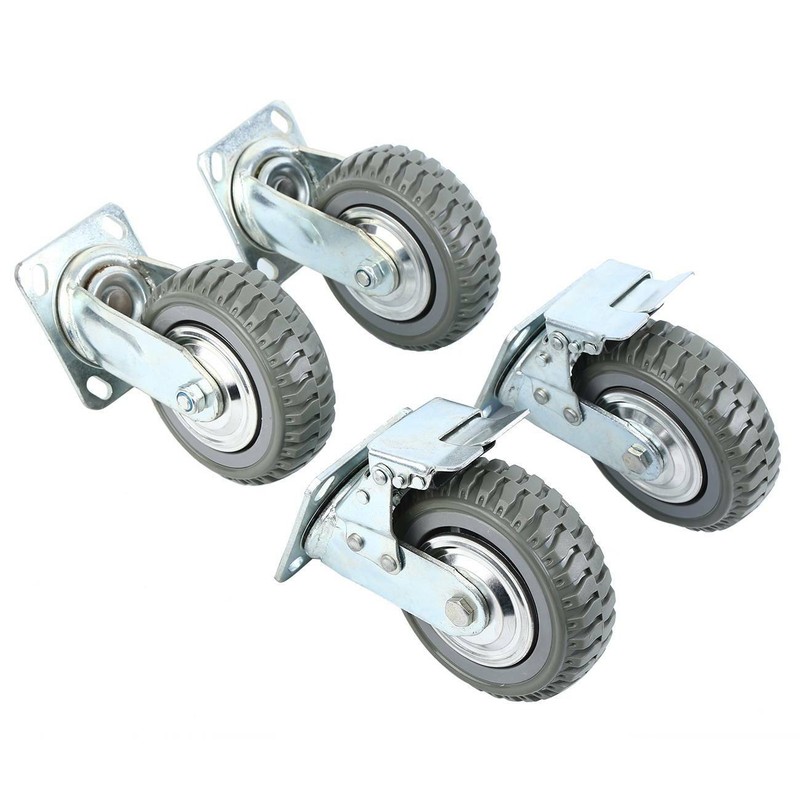 4pcs Heavy Duty Industrial Rubber Caster Wheels 6" 360&deg; Swivel Ball bearing