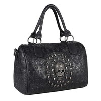 DAMEN TOTENKOPF TASCHE Bowling Handtasche Skulls Shopper Schädel Schultertasche