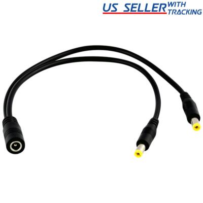 DC Power Splitter Cable Cord Adapter 1 Female to 2 Male CCTV Security Camera DVR