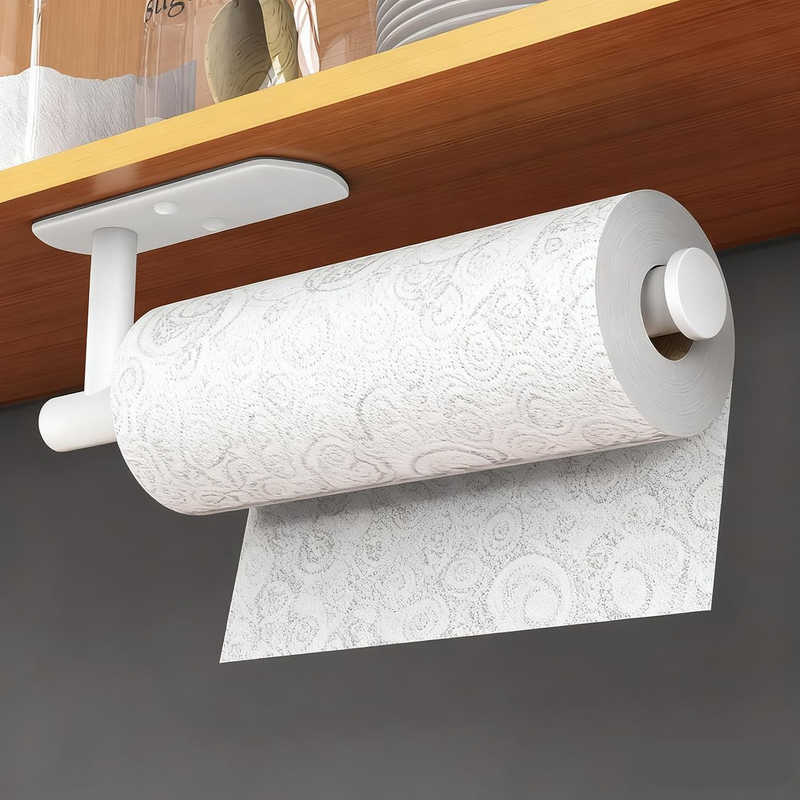 Paper Towel Holder under Cabinet, Adhesive Wall Mount Stainless Steel Rack for K