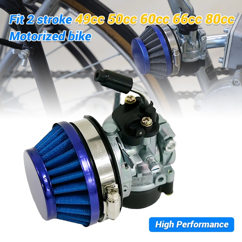 Blue Air Filter Carburetor For 49cc 50cc 60cc 66cc 80cc Motorized Bike Bicycle