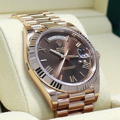 Rolex President 40mm Day-Date 228235 18K Rose Gold Chocolate Dial Watch *NEW*