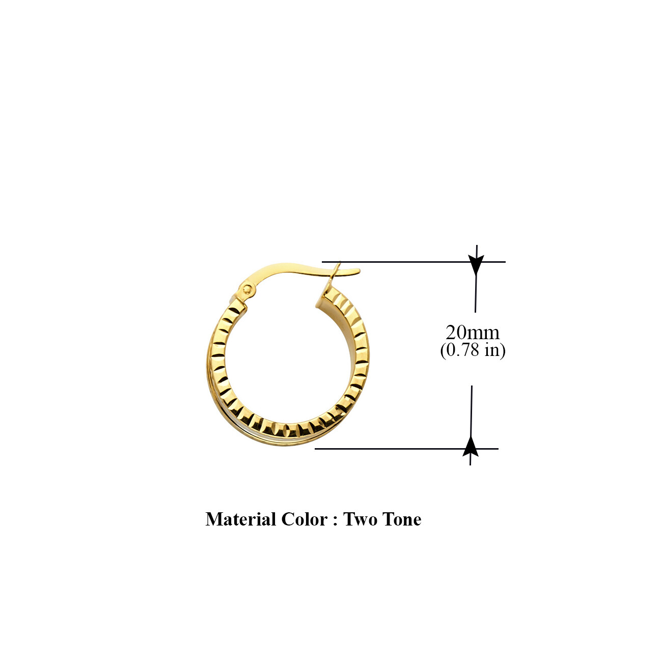 Pre-owned Tgdj 14k Two Tone Gold 6mm Diamond Cut Hoop Earrings For Women Avg. Weight -2.6 Grams