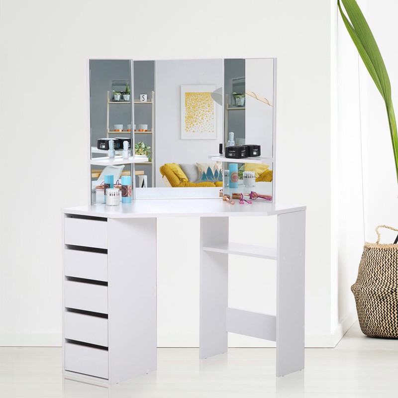 Makika Coiffeuse Table De Maquillage Miroir Commode Chambre Meuble Cassette