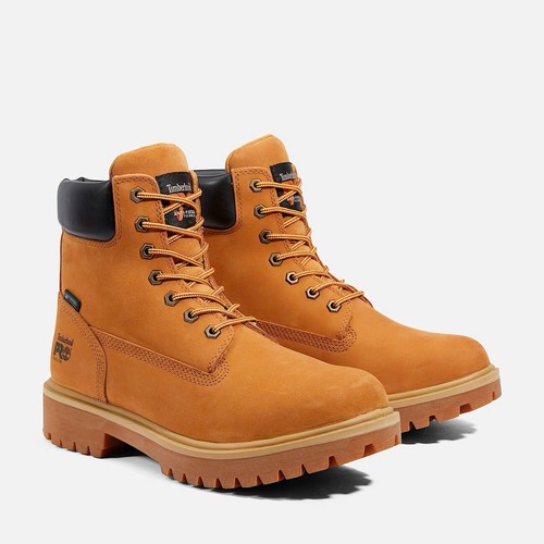 Men's Timberland PRO Direct Attach 6" Steel Toe Waterproof Work Boot WHEAT TAN
