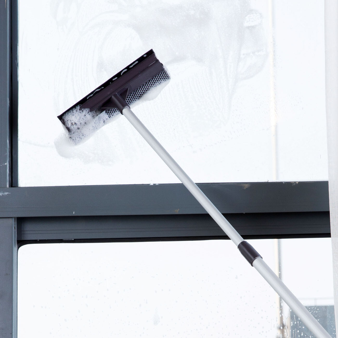 Telescopic Window Cleaner Squeegee Wiper Glass Sponge Head Extendable