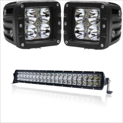 Pre-owned Aurora 20 Inch Dual Row + 3 Inch Cubed Bundle - 22,800 Lumens