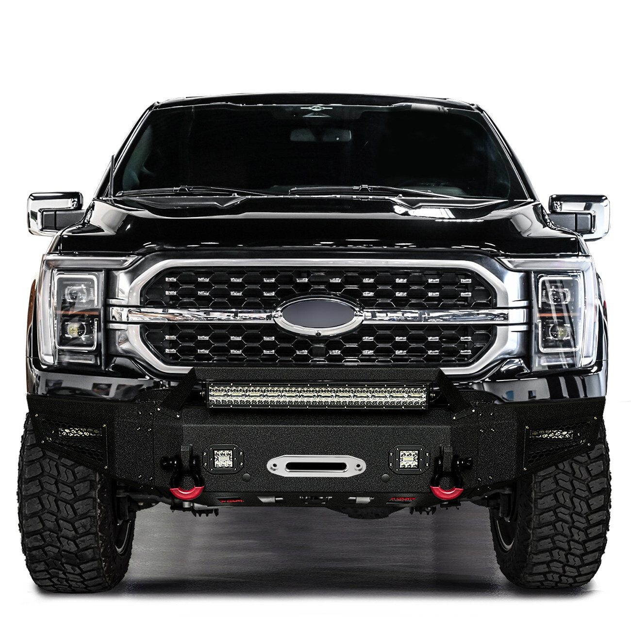 Vijay For 2021-2025 Ford F150 Steel Front Bumper w/ Winch Plate