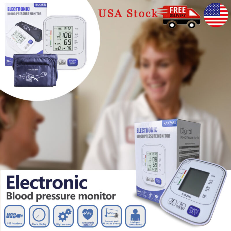 Upper Arm Blood Pressure Monitor Digital BP Cuff Machine Automatic Pulse Meter