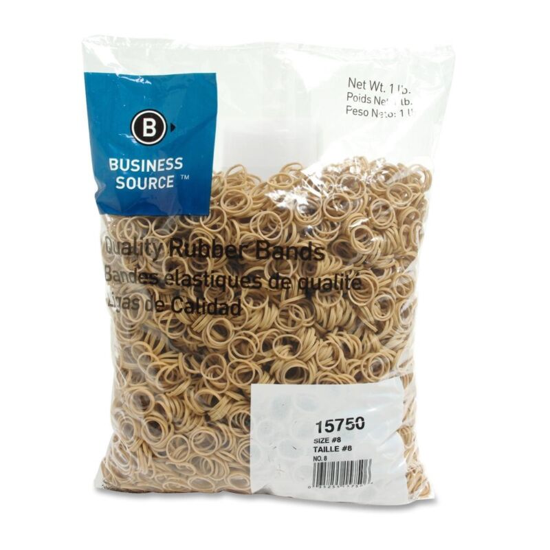 Rubber Bands, Size 8 (7/8" x 1/16"), 1lb Bag, Business Source 15750 - 1 Pack