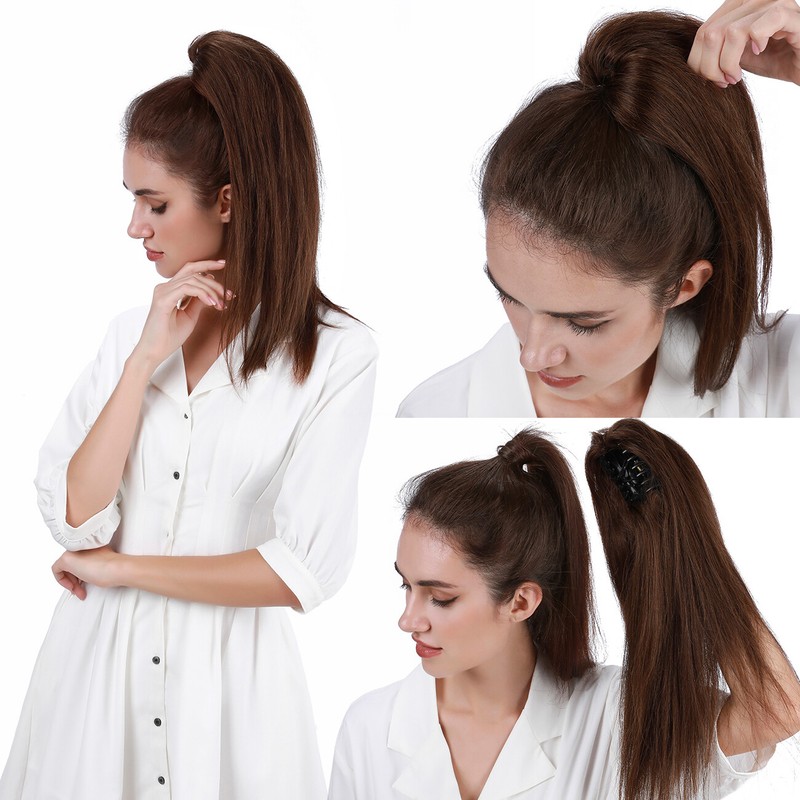 US Long Thick Claw Ponytail Clip In Pony Tail Hair Extension Real As - Foto 6
