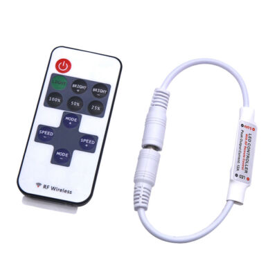 2PCS 11 Key Inline RF Wireless Remote Control Dimmer Switch for LED Strip Light