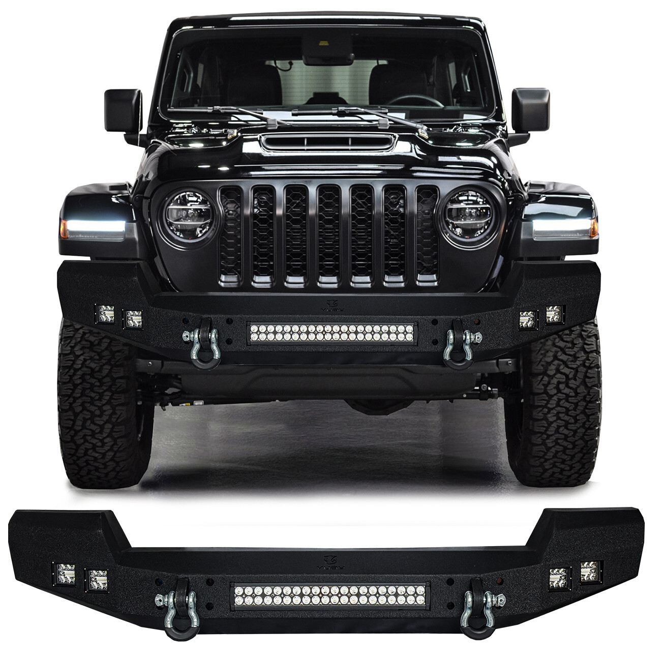 Vijay For 2007-2024 Jeep Wrangler JK/JL Black Front Bumper