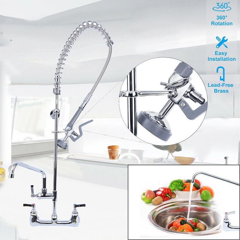 Commercial Wall Mount Pre Rinse Faucet Kitchen Sink Faucet Hotel Restaurant