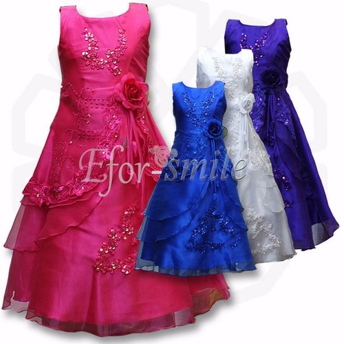 Blumenmadchen Kleid Madchen 3d Rose Abendkleid Kommunions Hochzeit Festkleider
