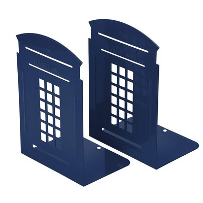 2 Pcs Metal Bookends Heavy Metal Non Skid Sturdy Telephone Booth Decorative Gift