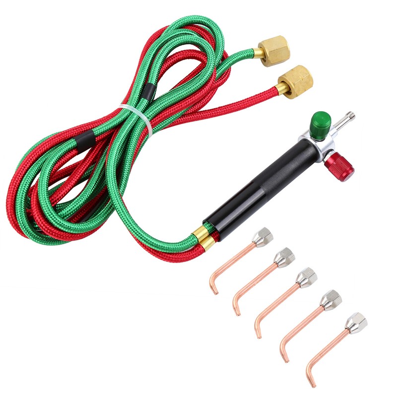 Mini Gas Welding Cutting Oxy Oxygen Acetylene Torch Kit Welder Tool w/ 5 Nozzles
