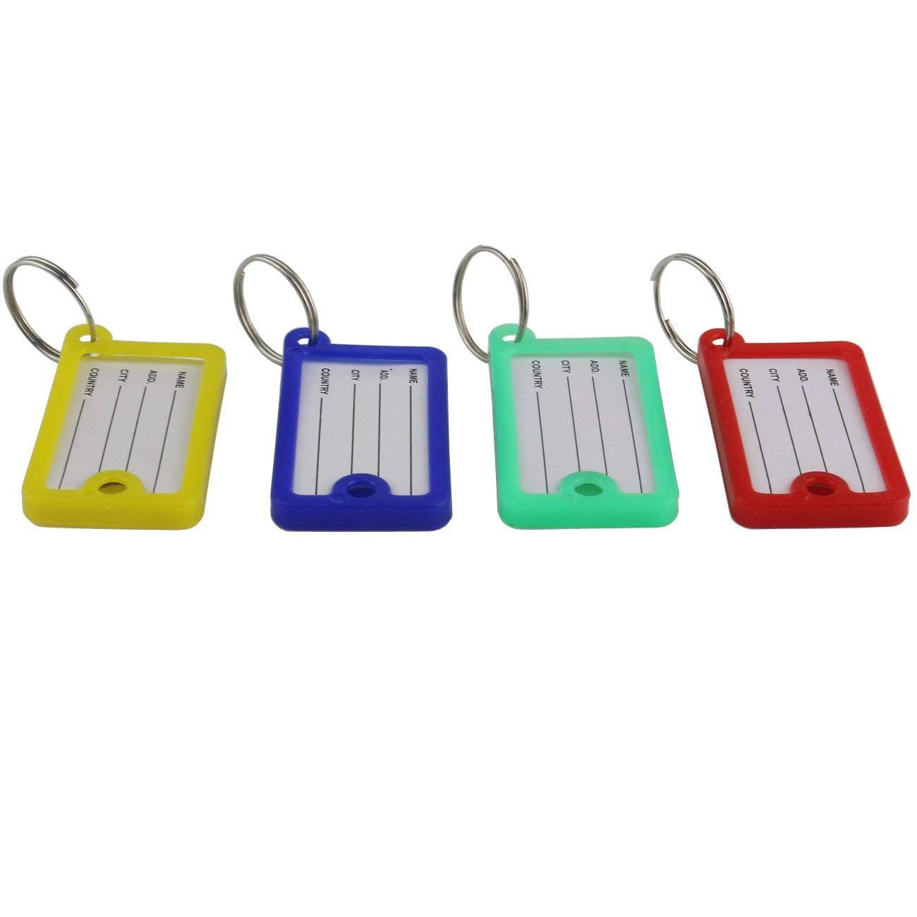 Plastic Colour Key Holder Ring With ID Label Tags KeyTag Bulk Lot 60pcs