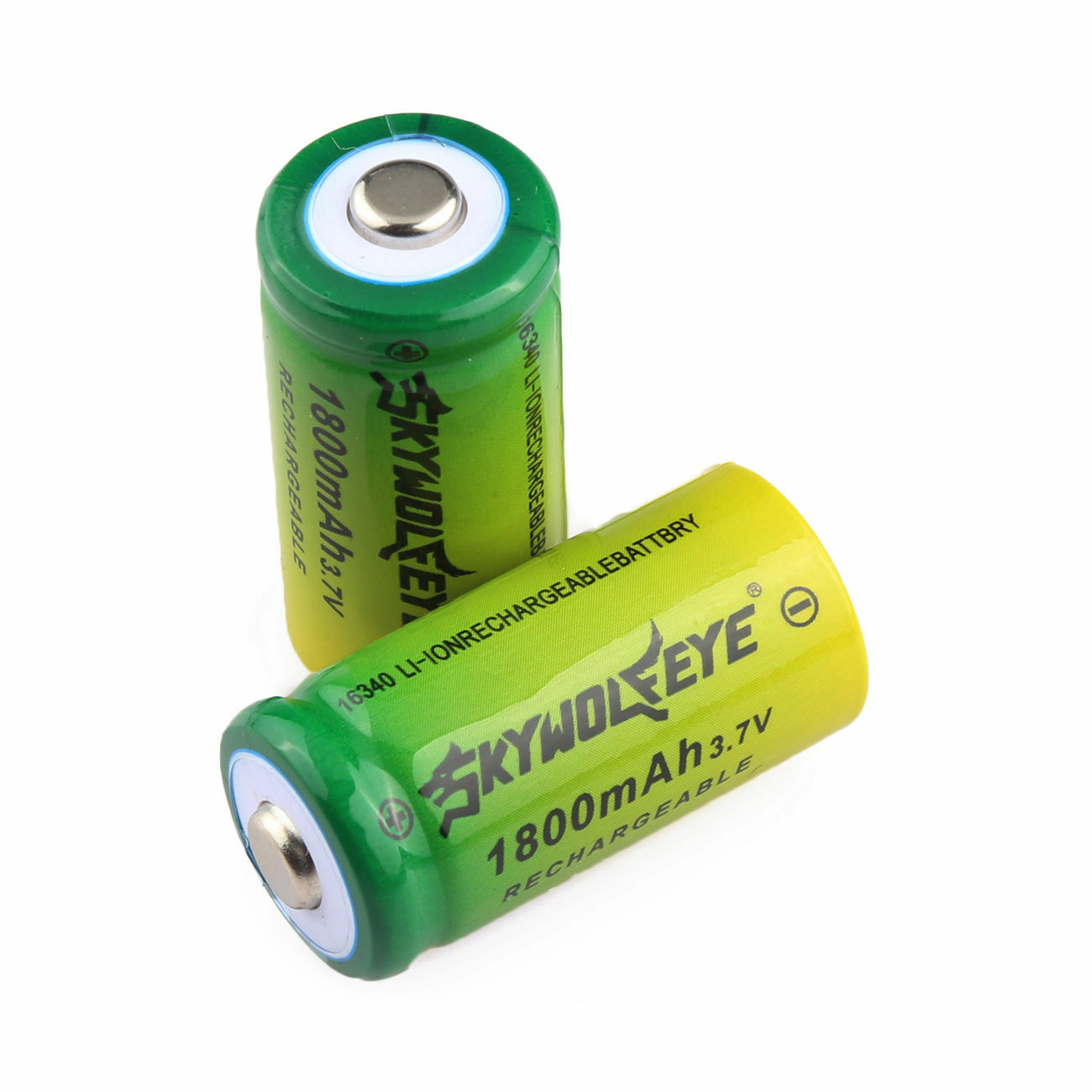 2pcs SKYWOLFEYE 16340 Battery 3.7V 1800mAh Rechargeable Li-Ion Cell Batteries US