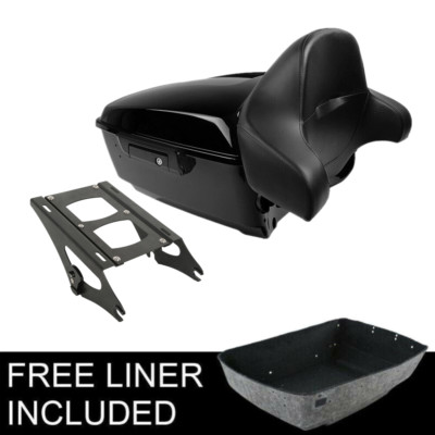 King Pack Trunk Backrest Two Up Mount Rack Fit For Harley Touring Tour Pak 14-23