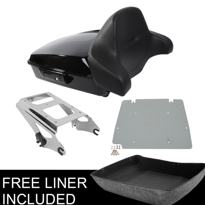 Chopped Trunk Pad Chrome Mount Plate Fit For Harley Tour Pak Road Glide 09-13 12