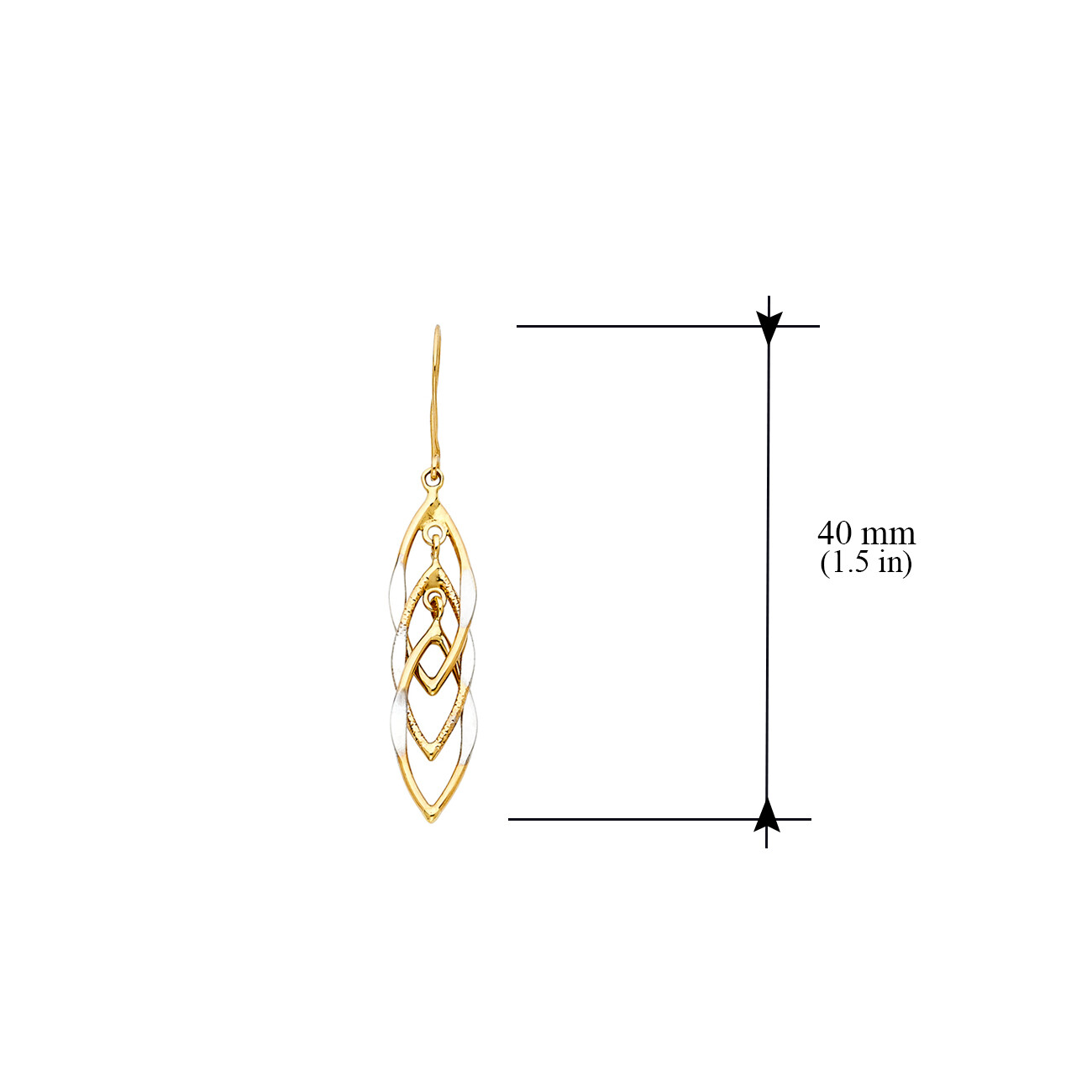 Pre-owned Tgdj 14k Two Tone Mul Hanging Hollow Design Tube Earrings Avg. Weight - 2.2 Grams