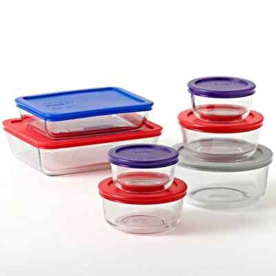 Pyrex Simply Store Glass Storage Container Set with Lids, 14 Piece Free Shipping