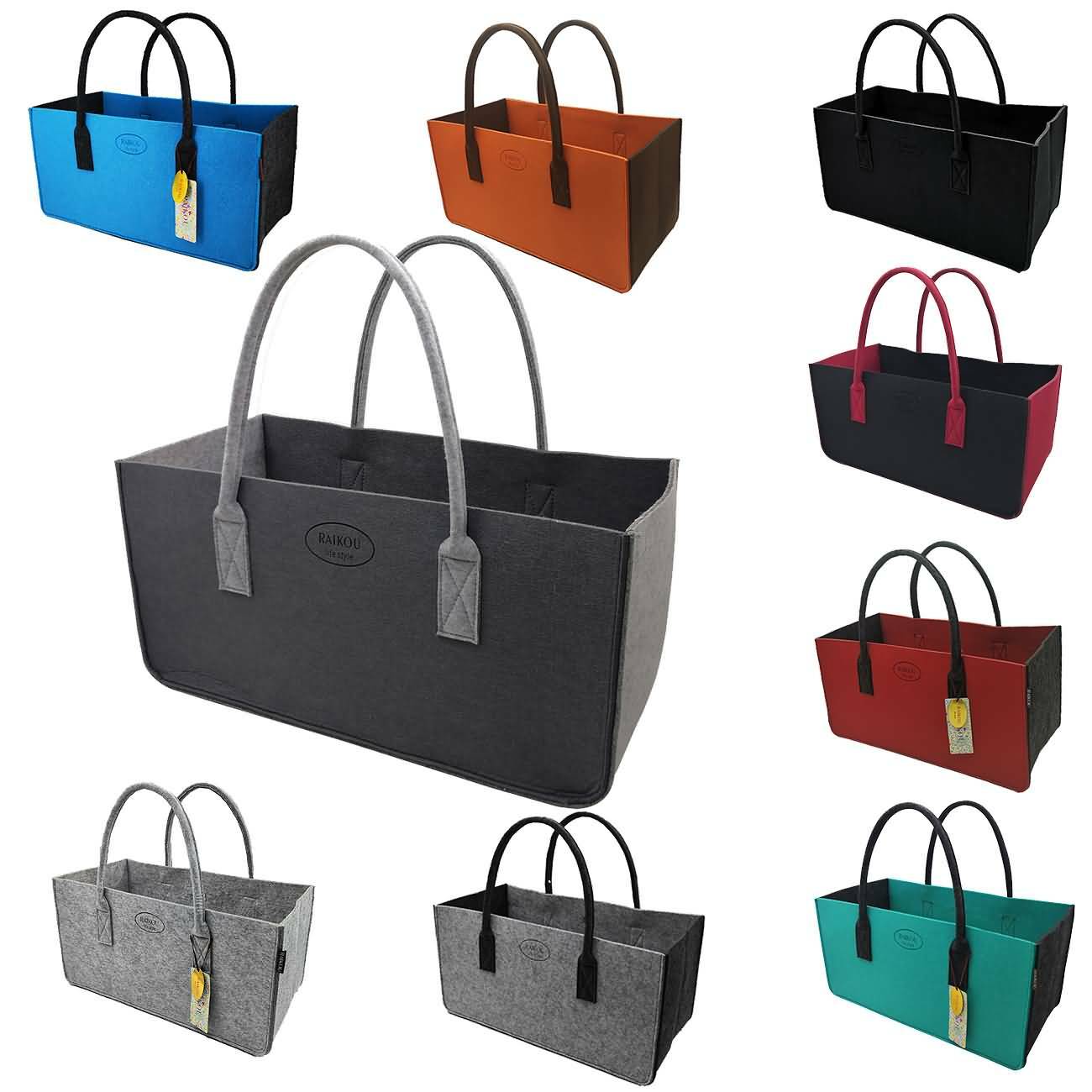 RAIKOU Filz Kaminholztasche für Holz Zeitungs Einkaufs Korb Shopper Filztasche