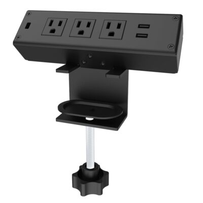 Desk Clamp Power Strip Removable Desk Edge Power Strip with 3 AC Outlets 2 US...