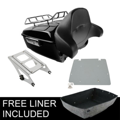 King Trunk Backrest Pad Mount Rack Plate Fit For Harley Tour Pak Road King 14-23