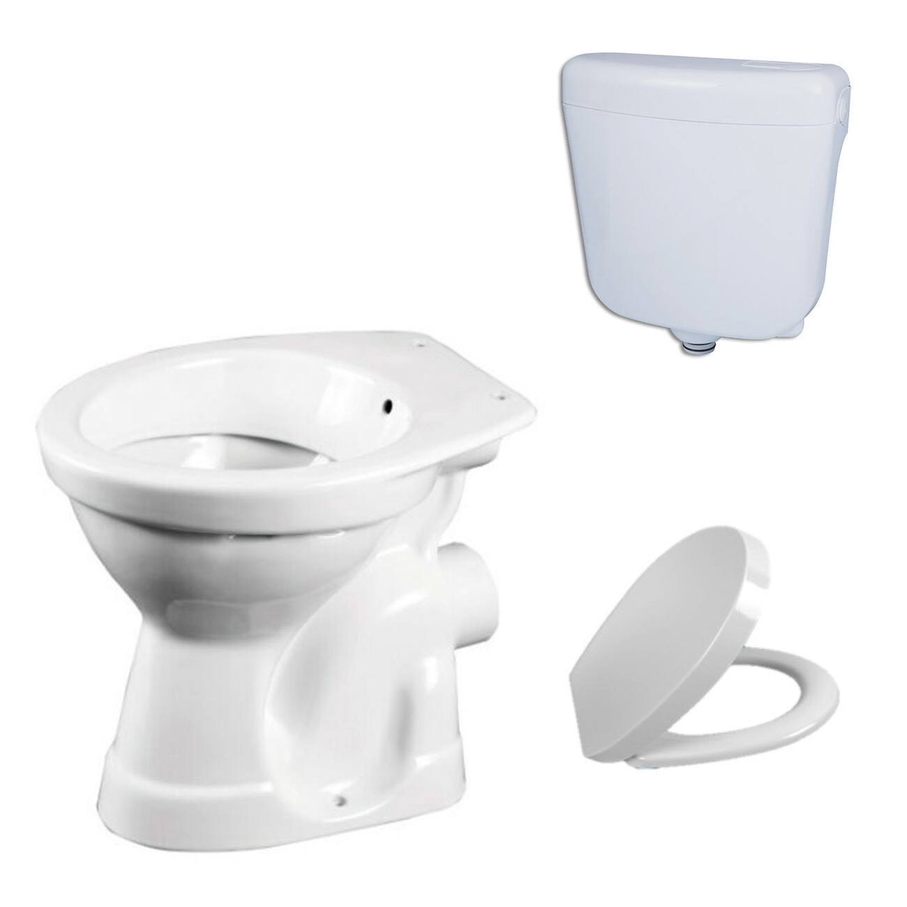 Stand WC Taharet Bidet Toilette Abfluss Wand Aquablue mit Spülkasten und Deckel