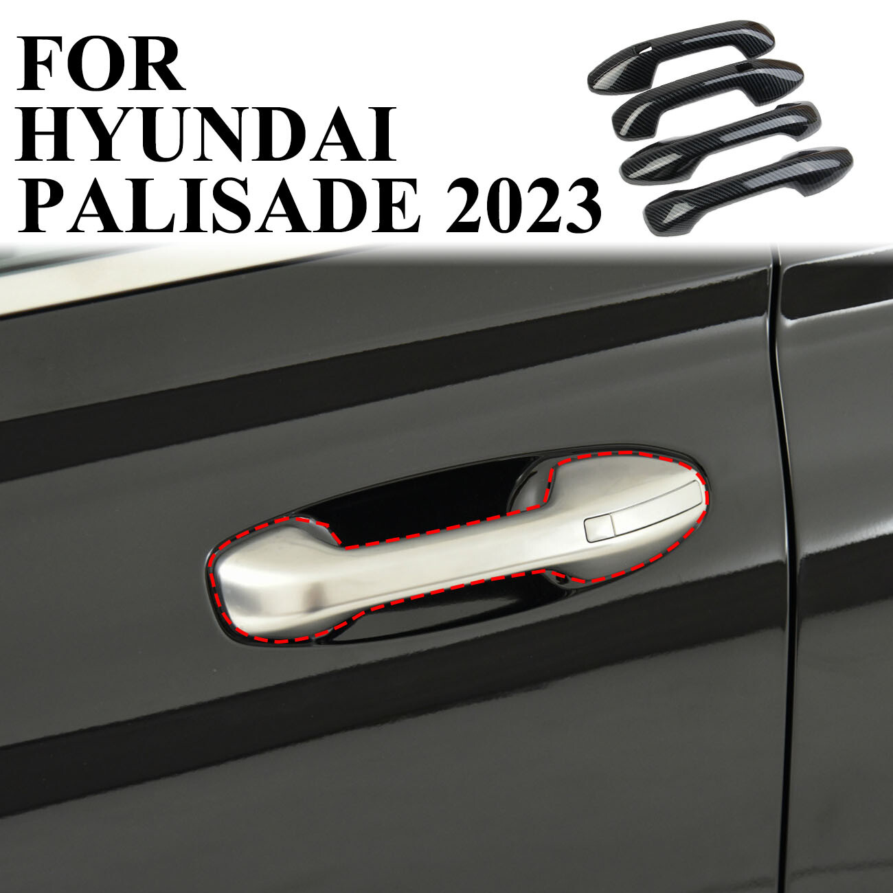 4PCS Carbon Fiber Side Door Handles Trims Cover for Hyundai Palisade 20202023