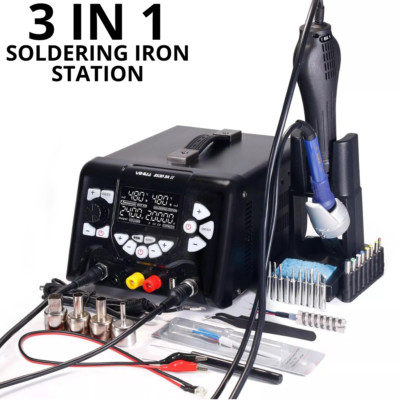 853D 5A-II 3 in 1 Hot Air Rework Soldering Iron Station and DC Power Supply 3...