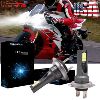 SHENKENUO H7 LED Headlight Bulbs – 6000K White, For Yamaha YZF-R6 03-15 R1 07-14