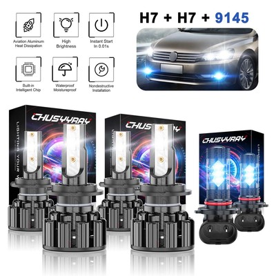 For Chrysler Crossfire 2004 2005-2008 LED White Headlight + Blue Fog Light Bulbs