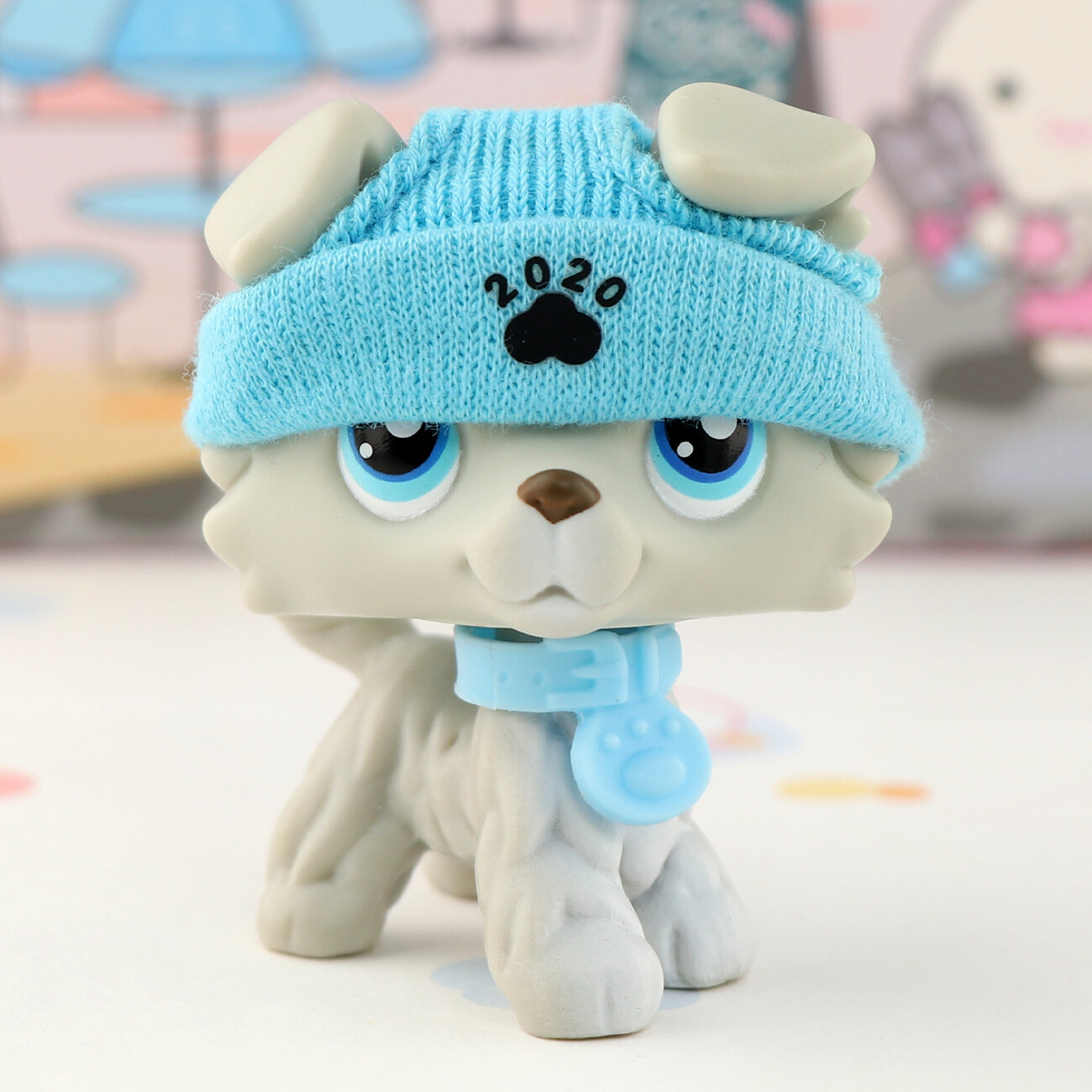 Lps Blue Collie Authentic Littlest Pet Shop Blue Eye Grey Collie