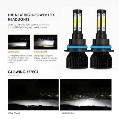 4 Sides HB1 9004 LED Headlight Bulbs Dual Beam 3600000LM 6000K Super Bright Kit