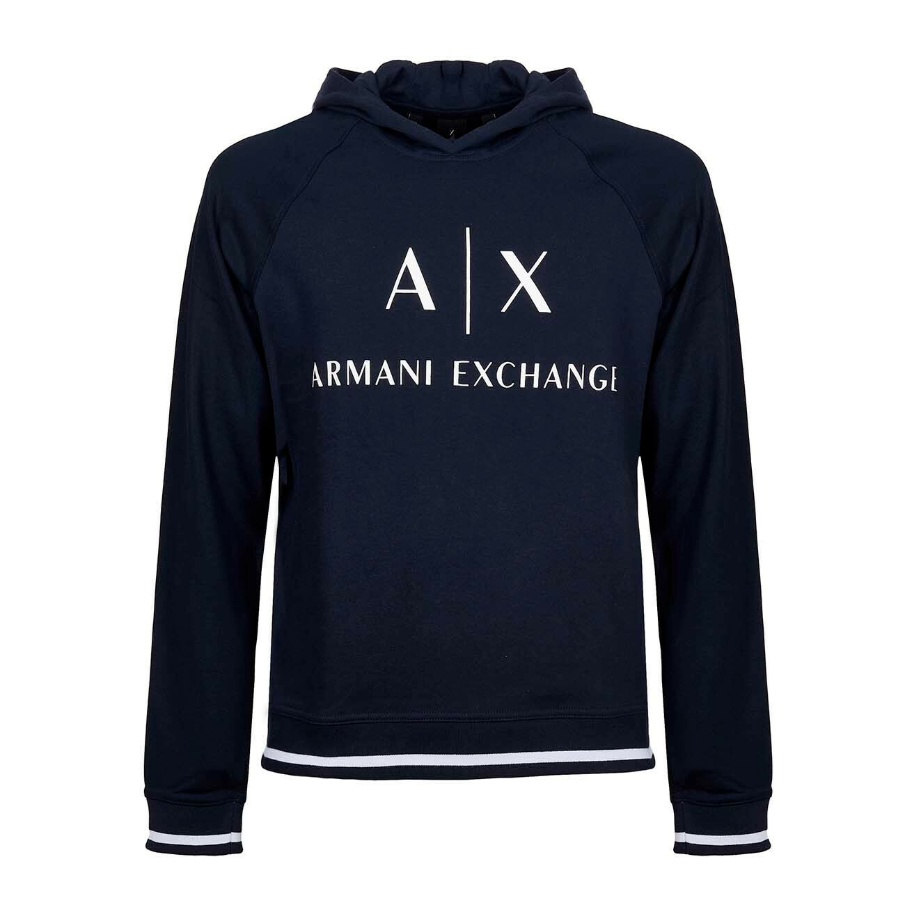 ARMANI EXCHANGE MEN S SWEATSHIRT WITH LOGO HOOD AND DOWN EDGE CONTRASTING XL