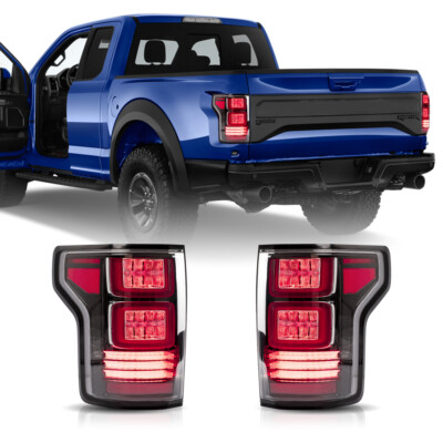 For 17-20 F-150 Raptor Red Clear Full LED Fiber Optic Tron Style Taillights