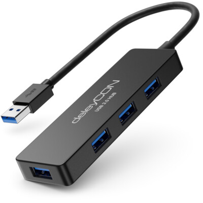 deleyCON 4 Port USB 3.0 HUB USB Verteiler Splitter Adapter PC Computer Laptop