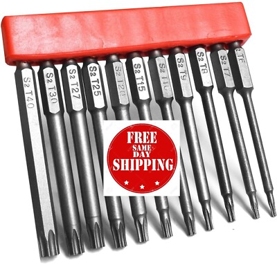 Torx Security Bit Set 11PCS, Long T6 T7 T8 T9 T10 T15 T20 T25 T27 T30 T40 Torx D