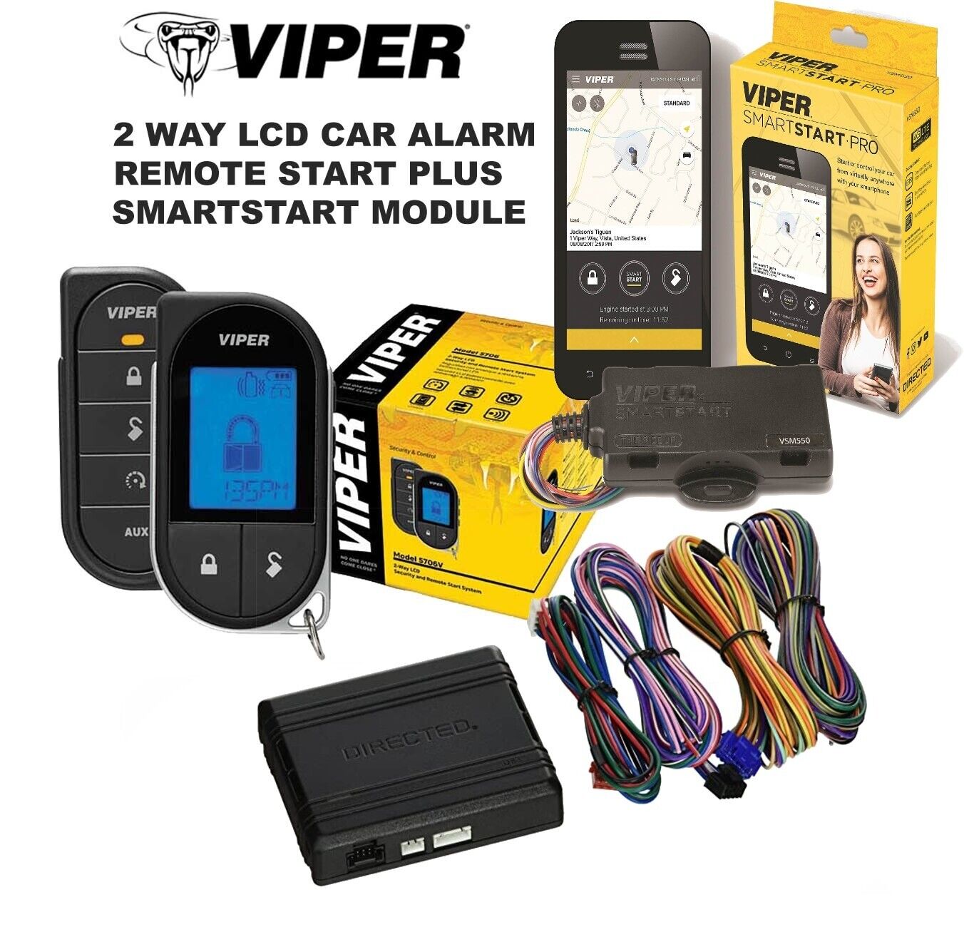 Viper 5706V Car Alarm & Starter with VSM550 SmartStart & DB3
