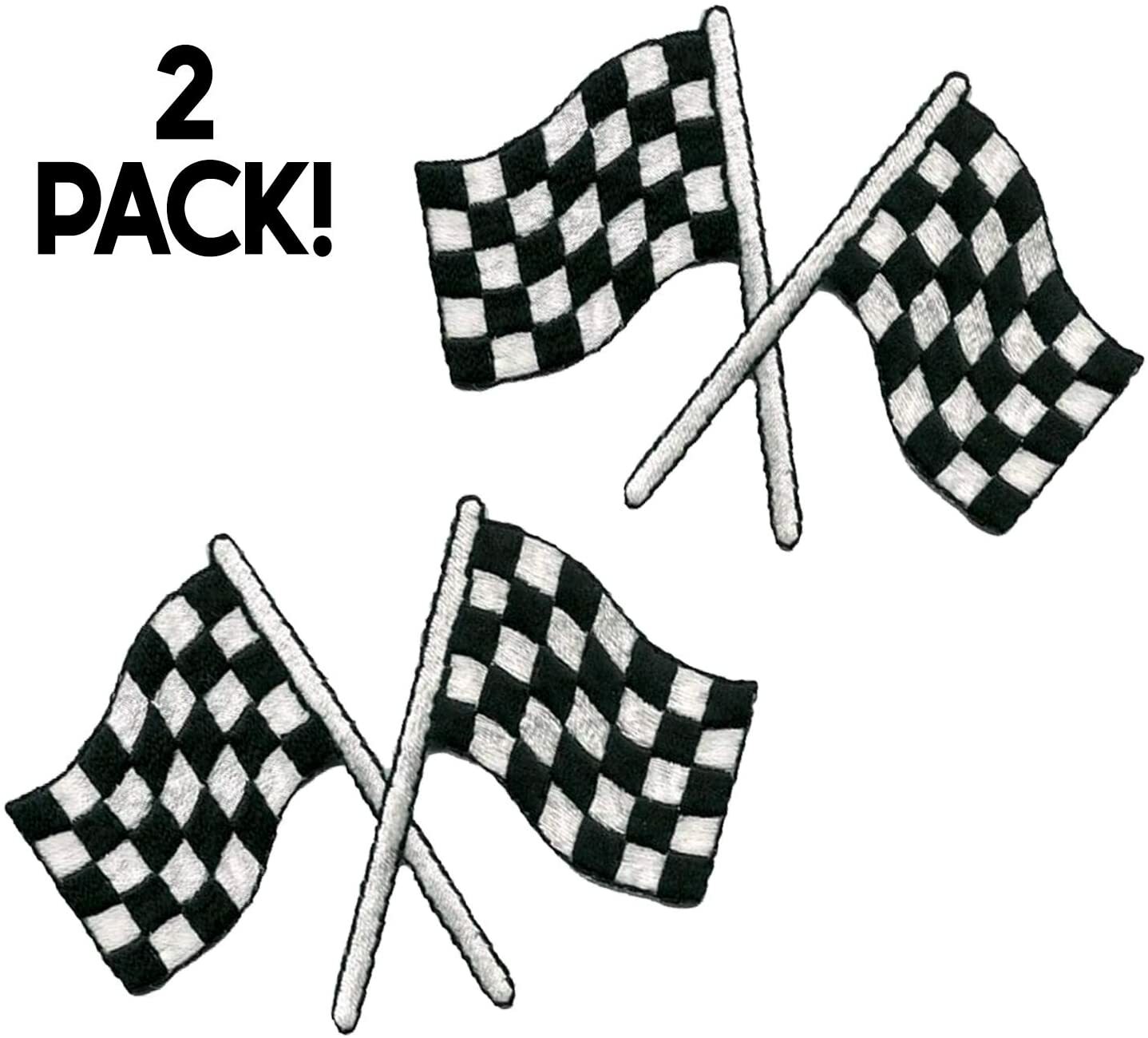Racing Flags Patches  (2-Pack) Flag Embroidered Iron on Patch Applique   - Picture 1 of 3